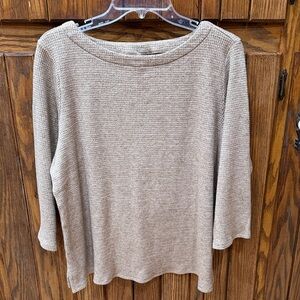 J Jill Wearever waffle weave wide neck oatmeal/tan top  size XL